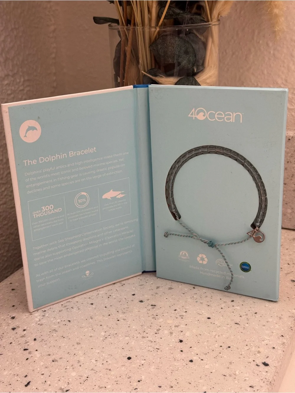 Bracelet from 4ocean, specifically designed for dolphin conservation.